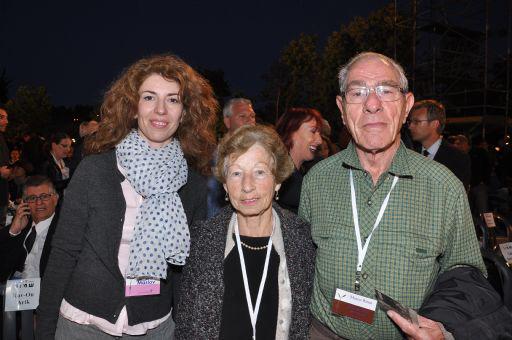 Russia. Chana Rinat (center), Secretary General of the Foundation, Stichting Collectieve Marorgelden Israel, and her husband Marco Rinat (right), both Holocaust survivors from the Netherlands